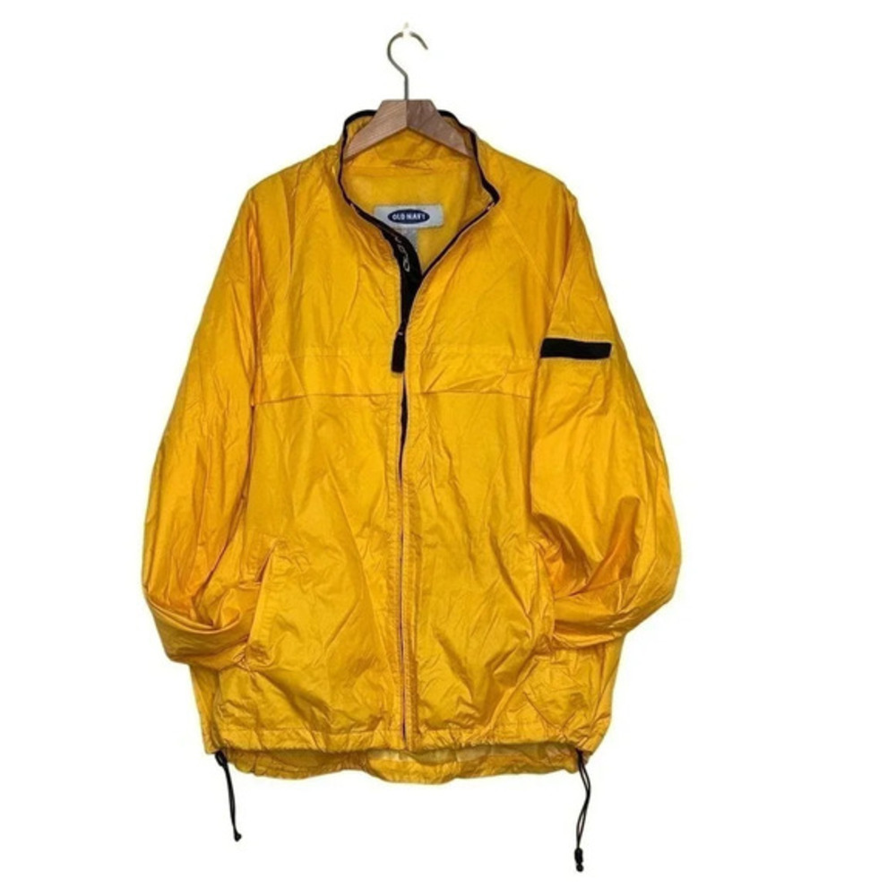 Y2K Old‎ Navy Windbreaker XL Yellow Vintage 90s Full Zip Mesh Lightweight Jacket